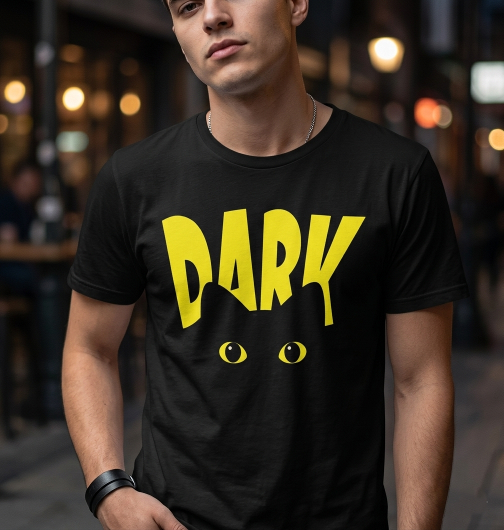 Peekaboo Black Cat Graphic T-Shirt – Vibrant Yellow Typography Tee