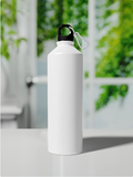 Premium White Aluminum Sports Water Bottle with Carabiner