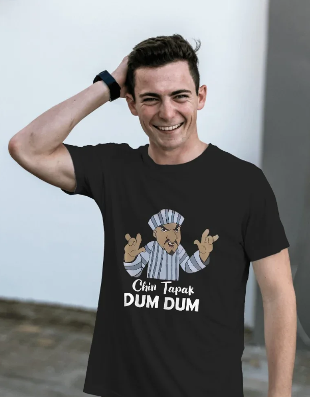 The Viral Pick: "Chin Tapak Dum Dum" Viral Meme Graphic Black T-Shirt