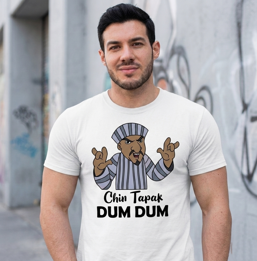 The Viral Pick: "Chin Tapak Dum Dum" Viral Meme Graphic White T-Shirt