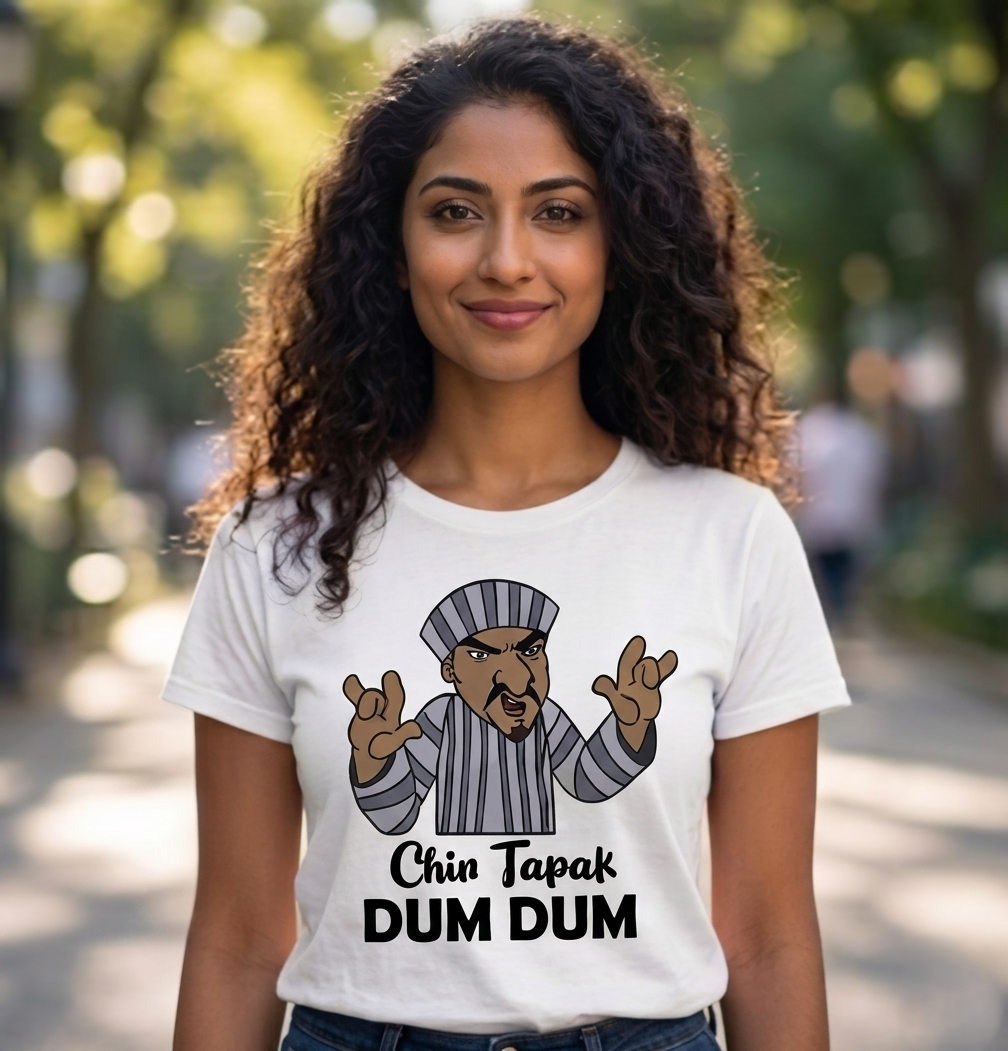 The Viral Pick: "Chin Tapak Dum Dum" Viral Meme Graphic White T-Shirt